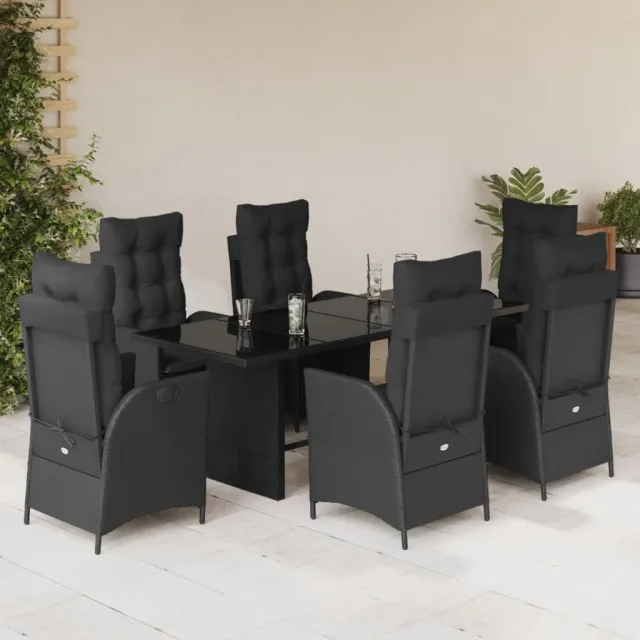 vidaXL 7-delige Tuinset met kussens poly rattan zwart, foto 2