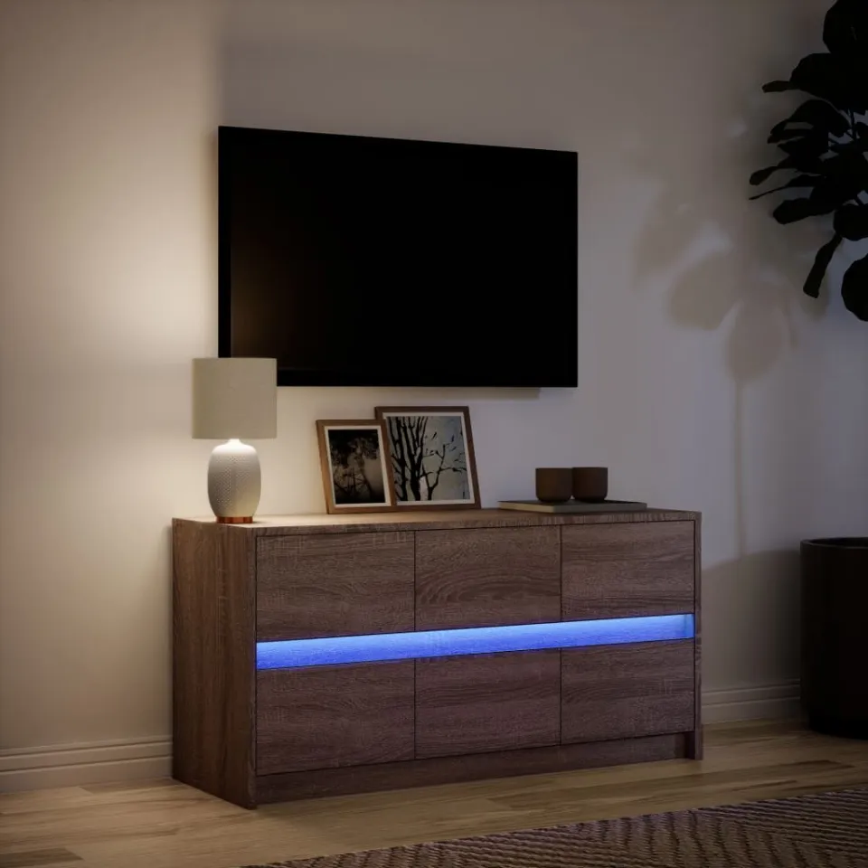 vidaXL Tv-meubel met LED 100x34x50 cm bewerkt hout bruin eikenkleurig, foto 4
