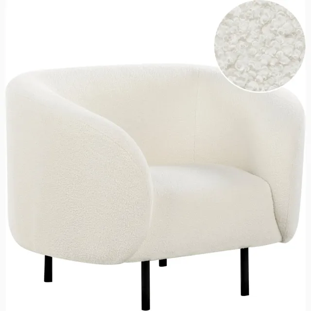 LUXSIT LOEN - Fauteuil - Wit/Zwart - Bouclé