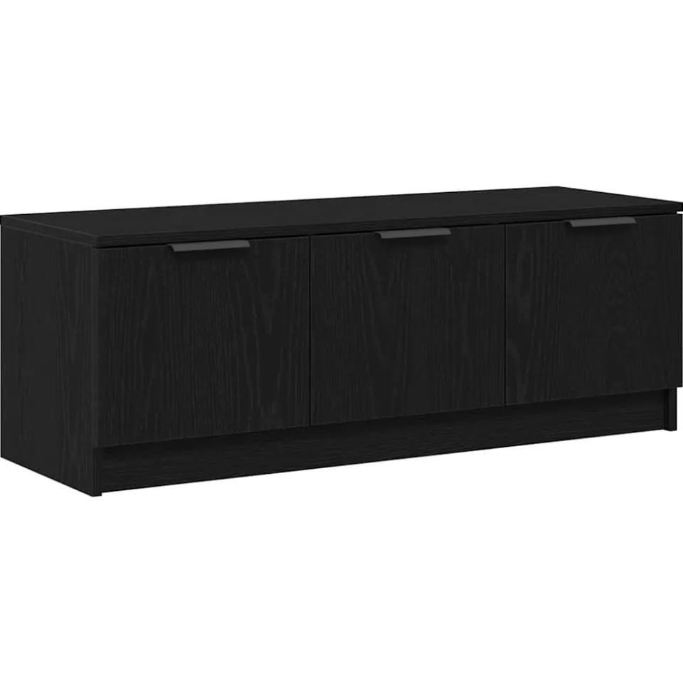 vidaXL TV-kast 102 x 35 x 36,5 cm Zwart Eiken Bewerkt hout