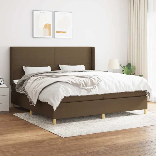 vidaXL Boxspring met matras stof donkerbruin 200x200 cm bruin