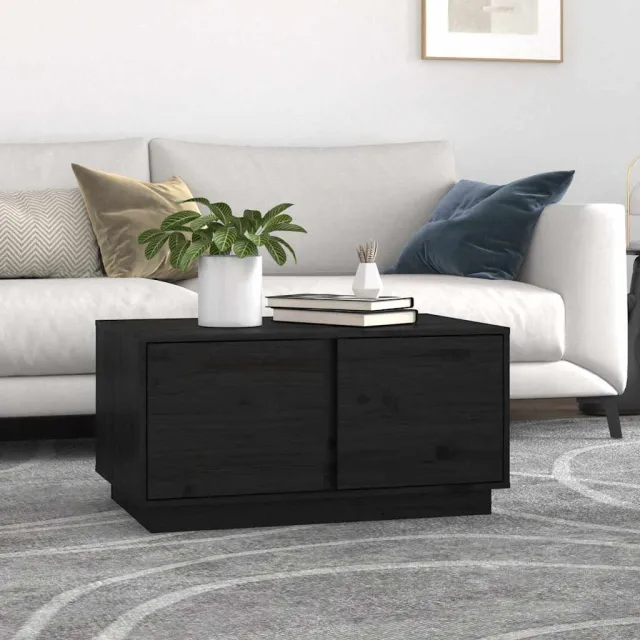 vidaXL Salontafel 80x50x40 cm massief grenenhout zwart, foto 2