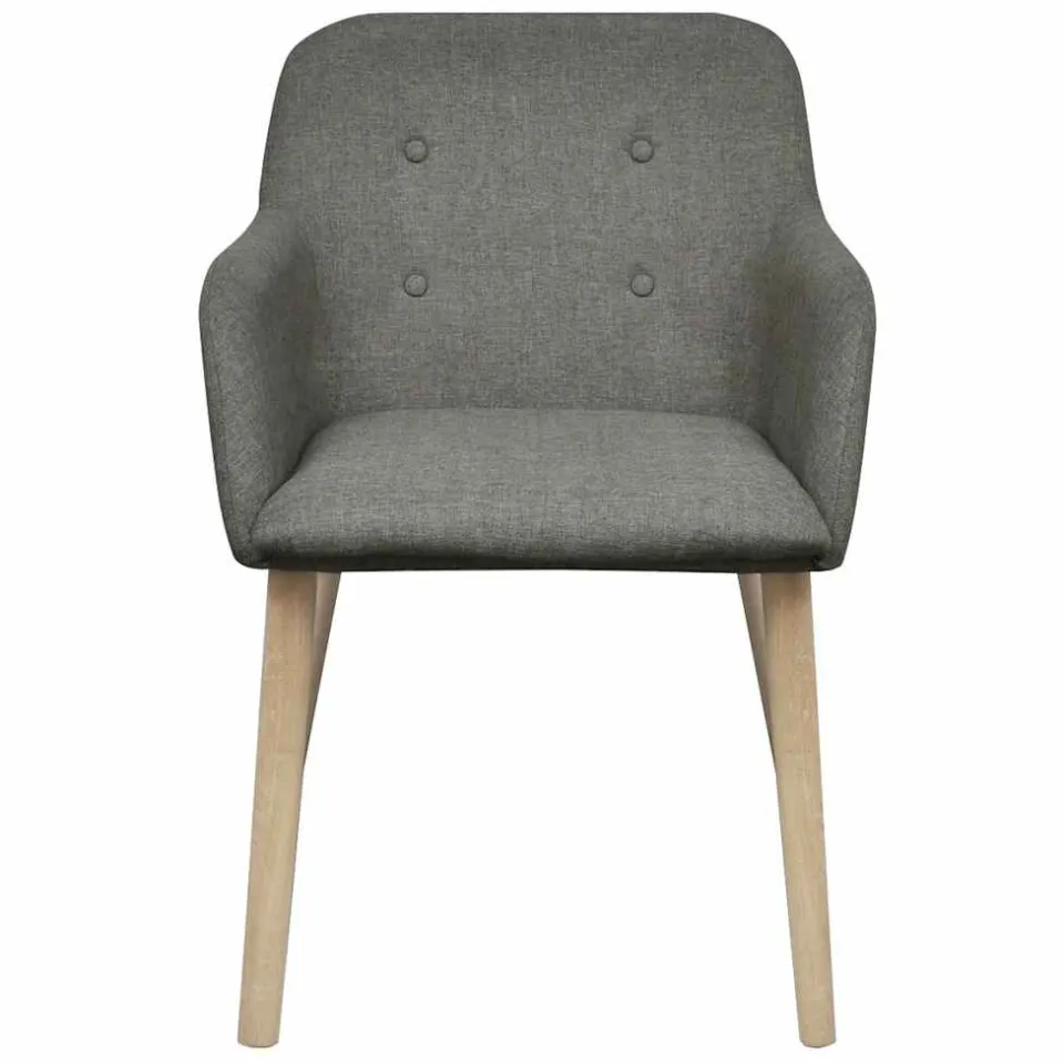 vidaXL Eetkamerstoelen 2 st stof en massief eikenhout lichtgrijs, foto 3