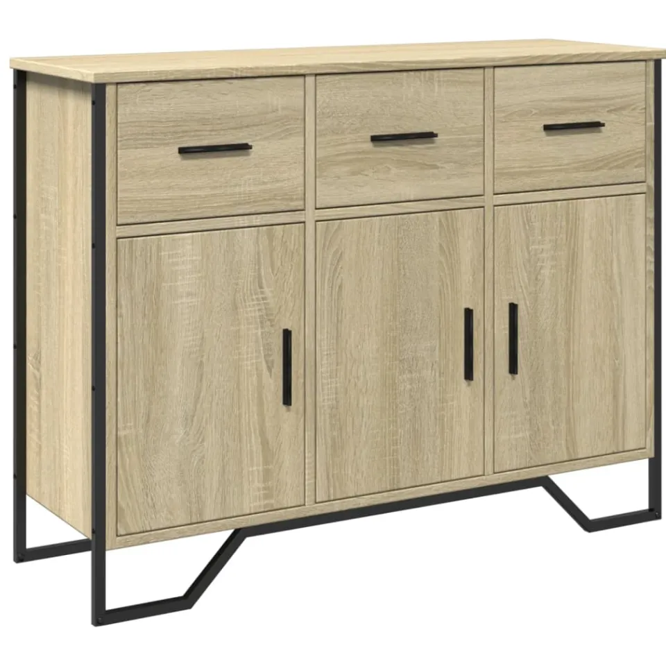 vidaXL Dressoir 97x32,5x74,5 cm bewerkt hout sonoma eikenkleurig, foto 3