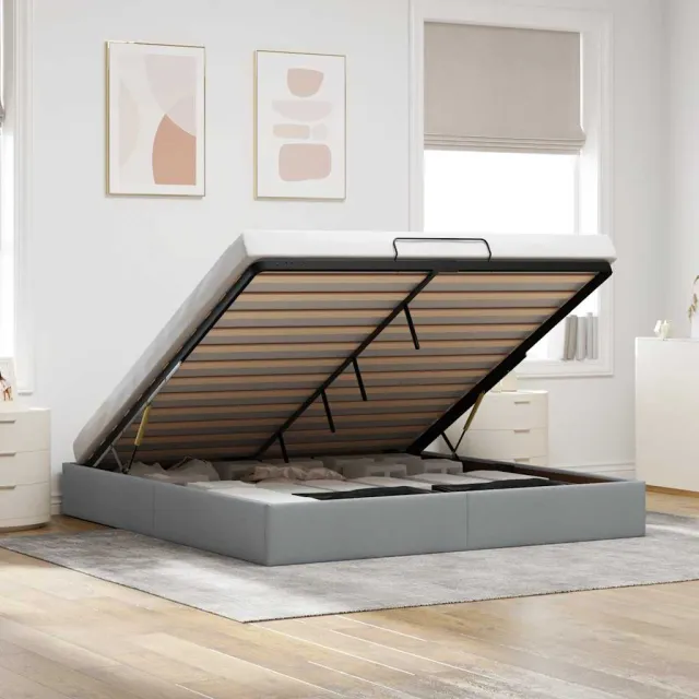 vidaXL Bedframe zonder matras 160x200 cm stof lichtgrijs