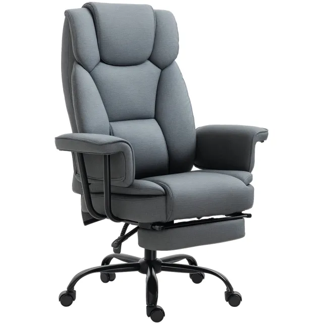 Vinona Ergonomische bureaustoel - Met voetensteun en verstelbare rugleuning - In hoogte verstelbaar - 68 x 80 x 120-126 cm - Grijs