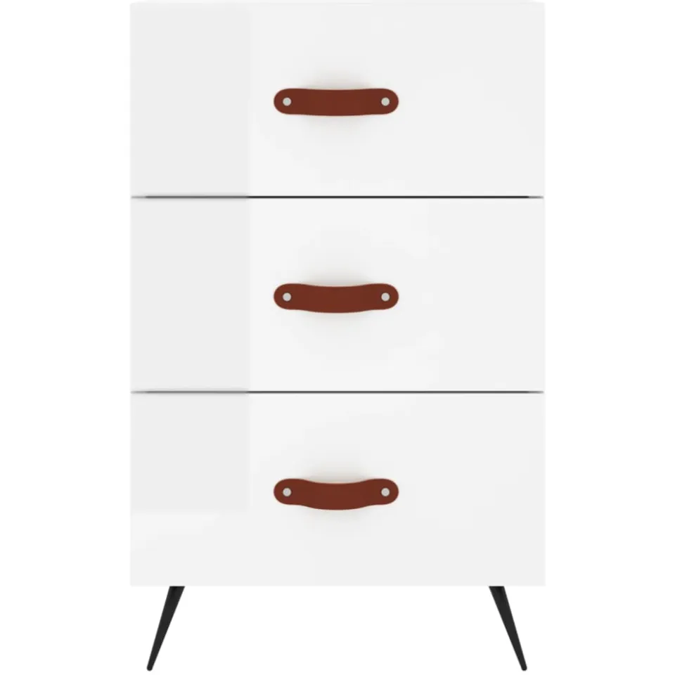 vidaXL Nachtkastje 40x40x66 cm bewerkt hout hoogglans wit, foto 4