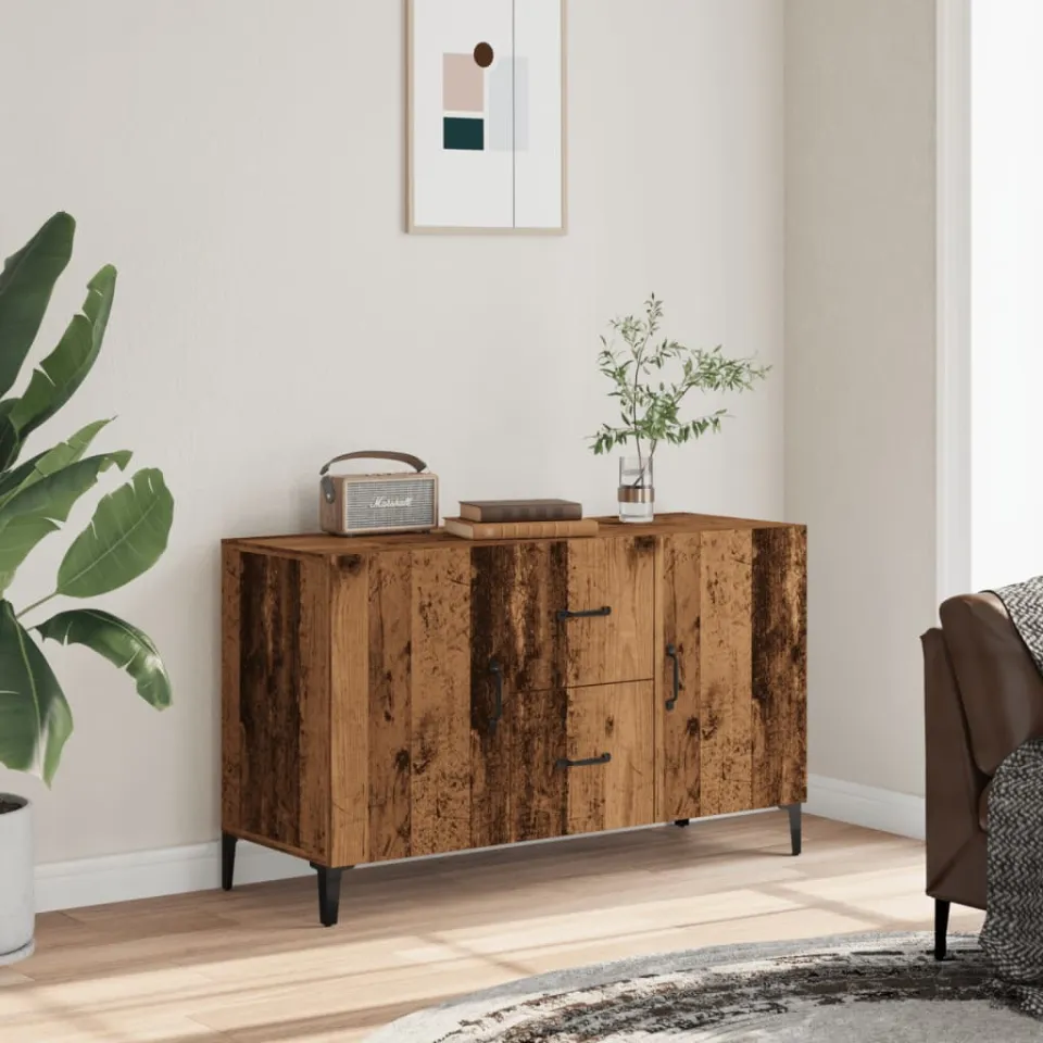 vidaXL Dressoir 100x36x60 cm bewerkt hout oud houtkleurig bruin, foto 2