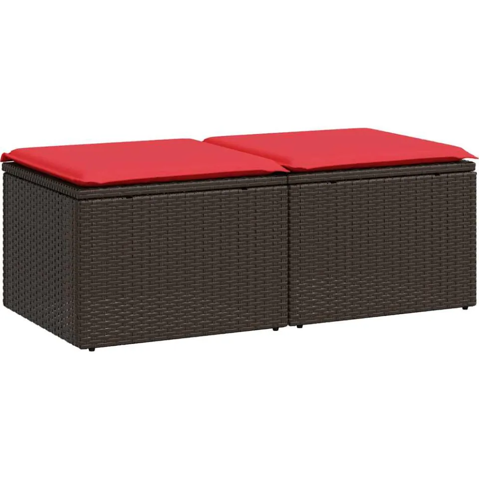 vidaXL 2-delige Loungeset met kussens poly rattan acacia bruin