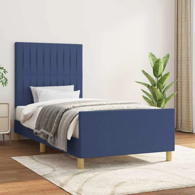 vidaXL Bedframe zonder matras 100x200 cm stof blauw