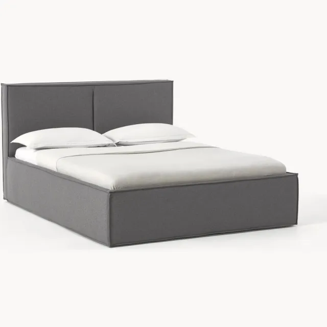 Westwing Collection Gestoffeerd bed Dream met opbergruimte Antraciet