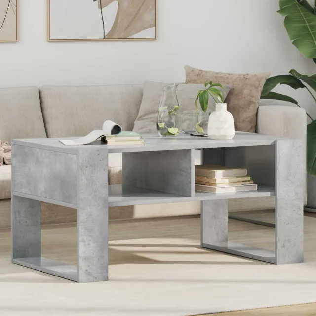 vidaXL Salontafel Beton Grijs 92 x 53 x 45 cm Bewerkt hout, foto 2