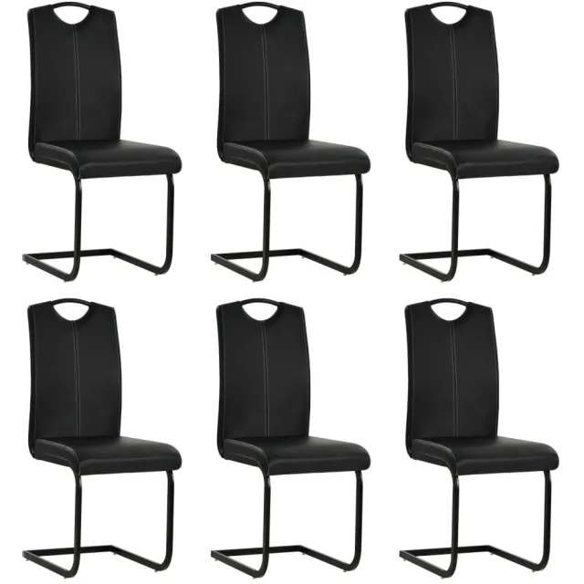 vidaXL Eetkamerstoelen 6 st kunstleer zwart
