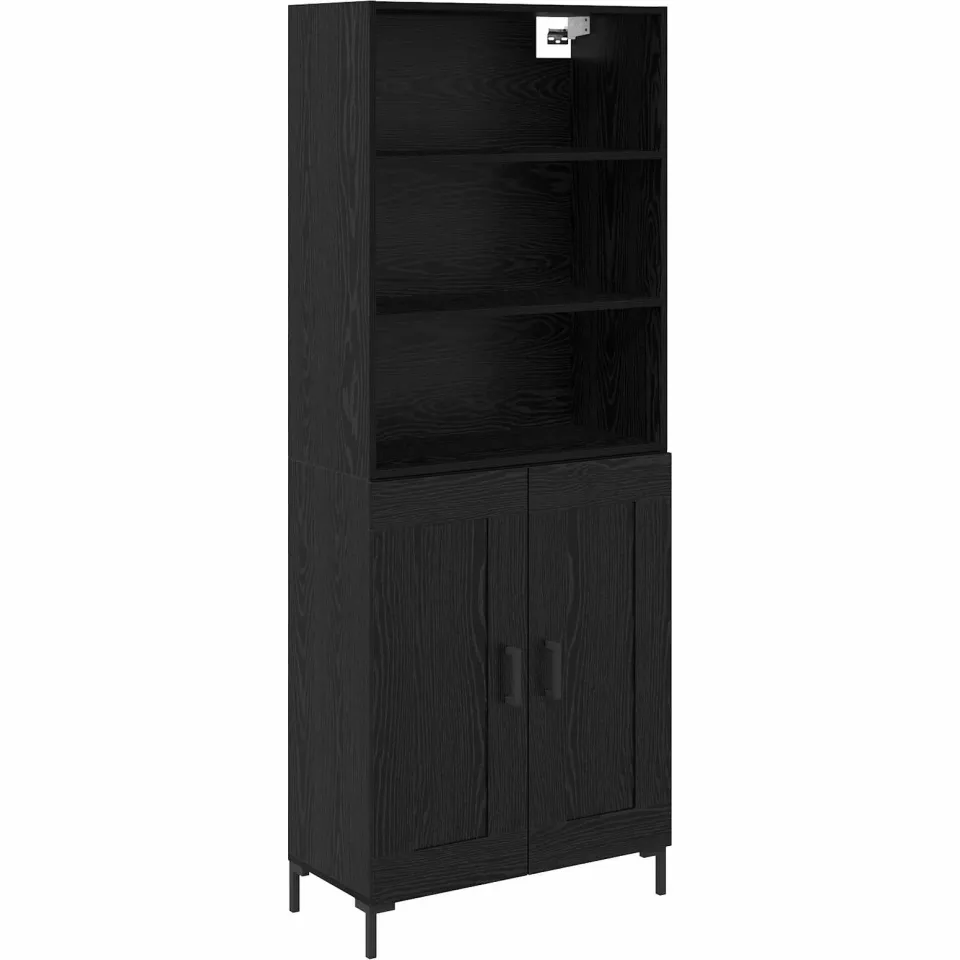vidaXL Hoge kast Zwart Eiken 69,5 x 34 x 180 cm Bewerkt hout, foto 3