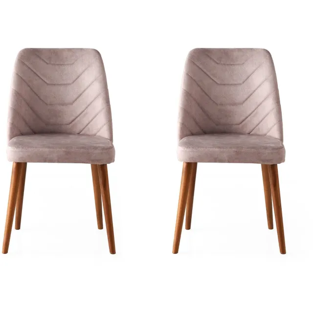 Skye Decor , Stoelenset (2 stuks), Dallas 555 V2, Metaal, Walnoot & Beige, 50 x 49 x 90 cm