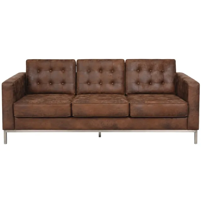 Meubeldistrict Florence Bank - 3 Zits - Vintage Bruin - Suede leder - Design Bank - Sofa - Zitbank