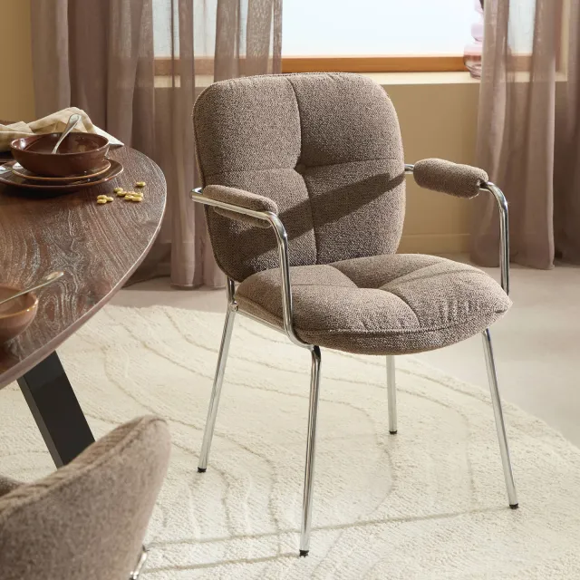 NOUS Living Chrome eetkamerstoel taupe, foto 2