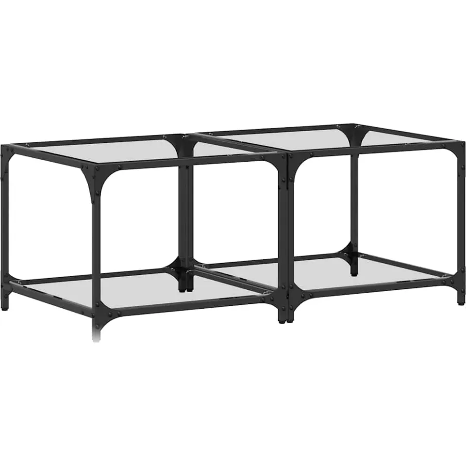 vidaXL Salontafels 2 st met transparant glazen blad 50x50x40 cm staal Transparent