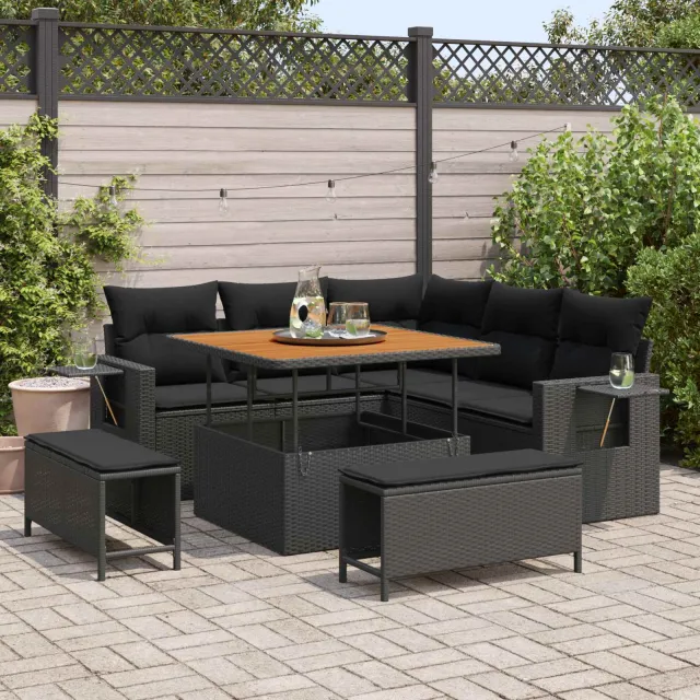 vidaXL Tuin Sofa Set 8 st Zwart poly rattan, foto 2