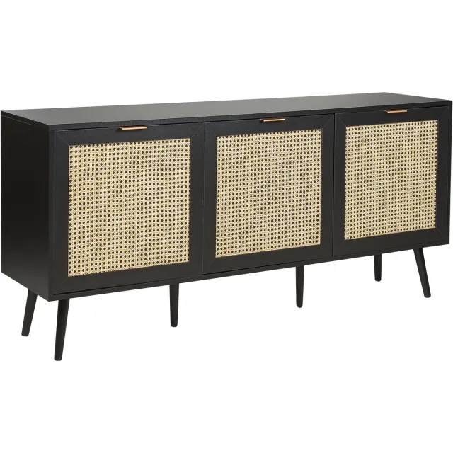 Beliani OPOCO - Dressoir - Zwart - Rotan