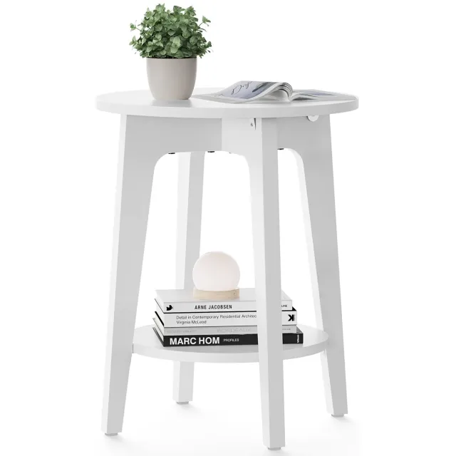 Songmics Bijzettafel – Met Plank – Functionele Tafel Wit