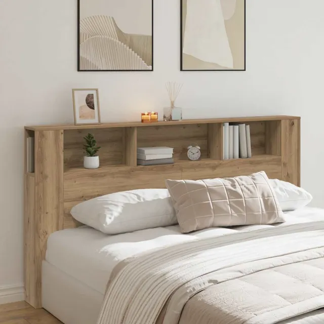 vidaXL Hoofdbordkast 200x18,5x102,5 cm bewerkt hout artisanaal eiken Bruin