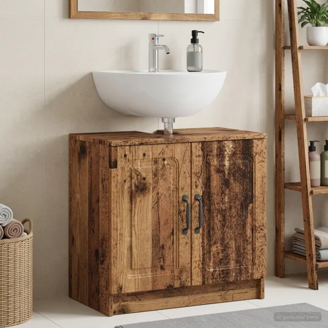 vidaXL Badkamer wastafelkast UTRECHT Oud hout 59,5 x 31,5 x 59 cm bruin, foto 2
