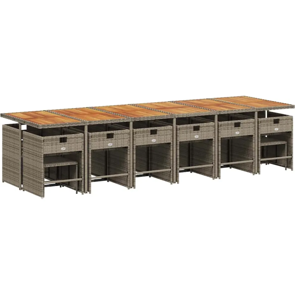 vidaXL 17-delige Tuinset met kussens poly rattan grijs, foto 4