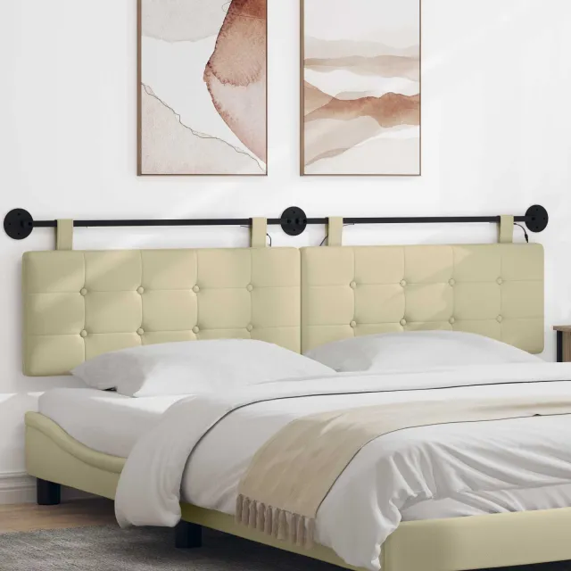 vidaXL Hangend hoofdbord Crèmekleurig Kunstleer