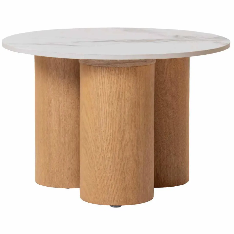 Giga Meubel Salontafel Alita - Wit Keramiek/Naturel - Ø70/50x42/32cm, foto 2