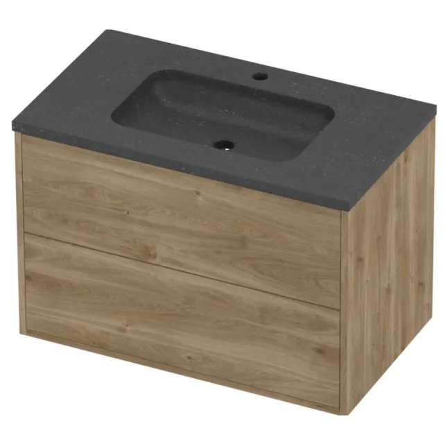 Proline Rollo Badmeubelset Hardsteen Elegant 1 Kraangat 80x46x54 cm Blue Stone Cider Oak Eiken