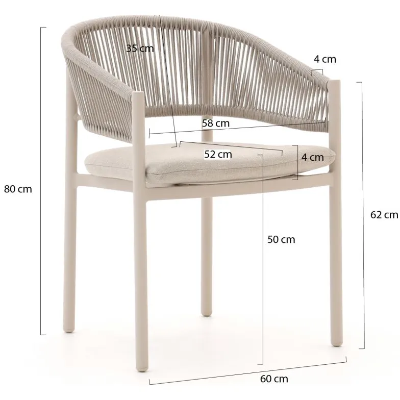 Bellagio tuinmeubelen Bellagio Panaro/ROUGH-Y ø120cm dining tuinset 5-delig stapelbaar Bruin