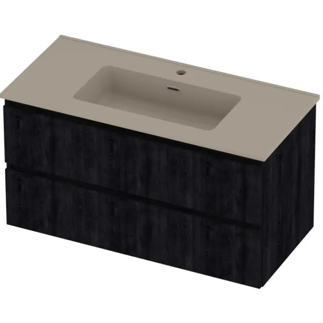 Proline Tribute Badmeubelset Porselein 1 Gat 100x46x54 cm Mat Crème Cotton Charcoal Oak Eiken