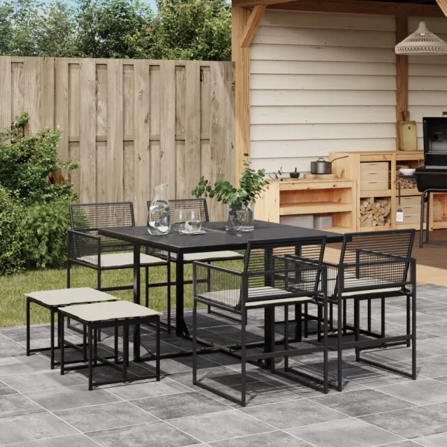 vidaXL 9-delige Tuinset poly rattan zwart, foto 2