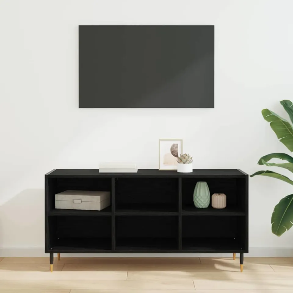 vidaXL TV-kast 103,5 x 30 x 50 cm Zwart Eiken Bewerkt hout, foto 4