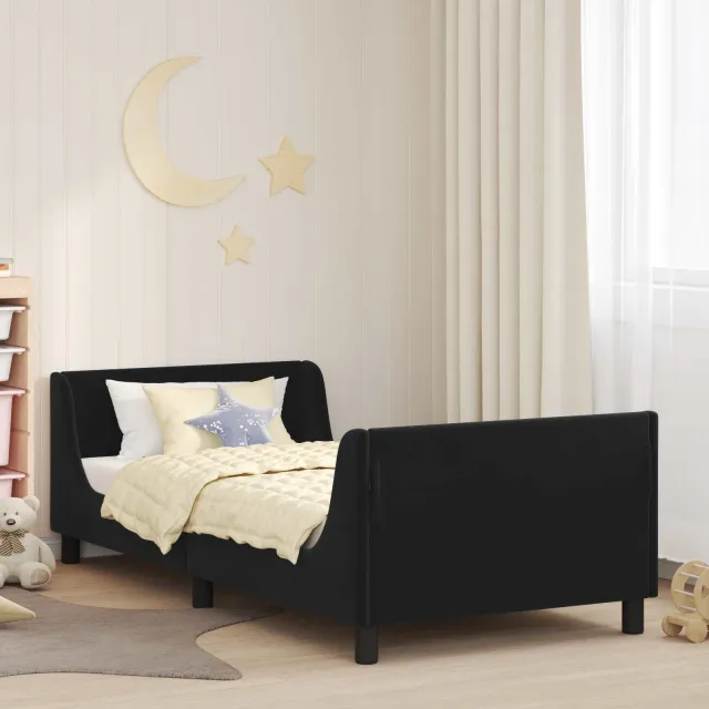 vidaXL Bedframe voor kinderen met hoofdbord Zwart 90 x 190 cm Fluweel