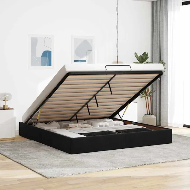 vidaXL Ottoman bedframe zonder matras 200x200 cm fluweel zwart