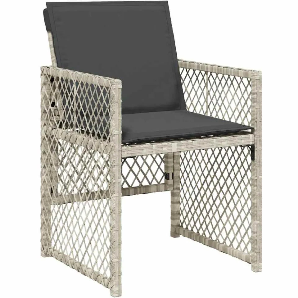 vidaXL 11-delige Tuinset met kussens poly rattan lichtgrijs grijs, foto 3