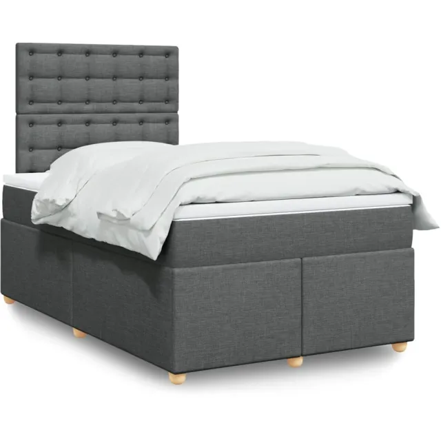 vidaXL Boxspring met matras stof donkergrijs 120x190 cm grijs