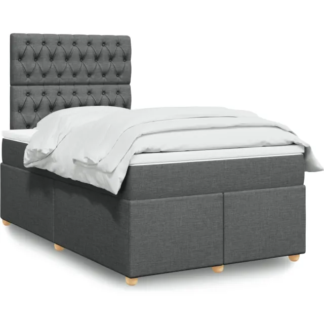 vidaXL Boxspring met matras stof donkergrijs 120x190 cm grijs
