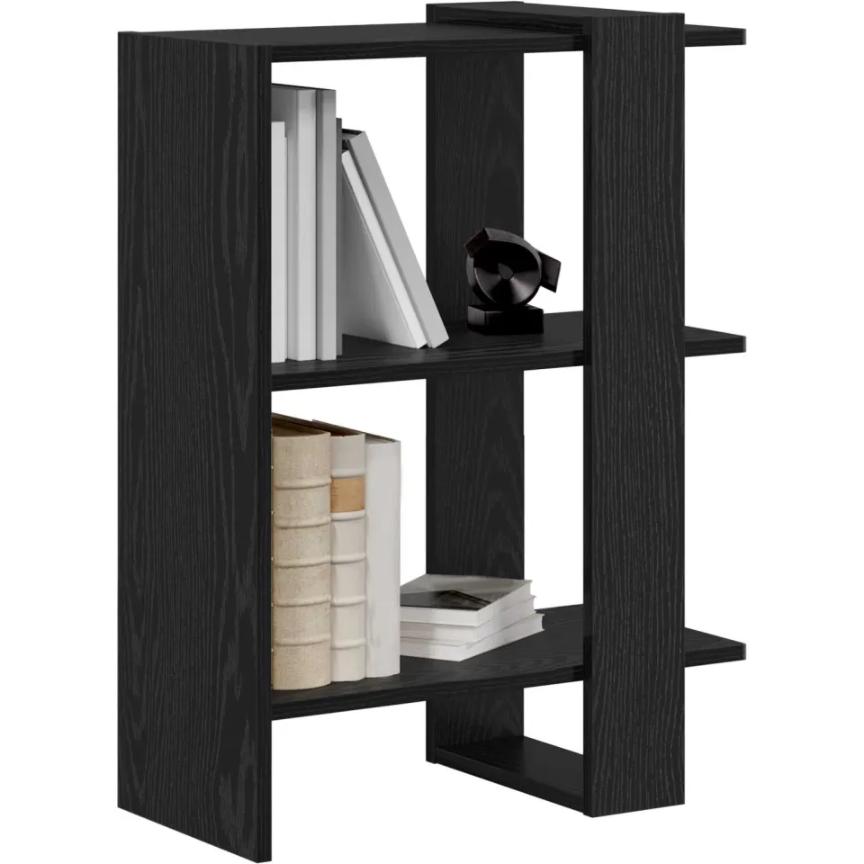 vidaXL Boekenkast 2-laags 52 x 25 x 71,5 cm Bewerkt hout Zwart Eiken
