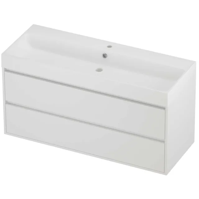 Proline Podium Badmeubelset Polystone Loft 1 Kraangat Greeploos 120x46x62 cm Mat Wit Mat White