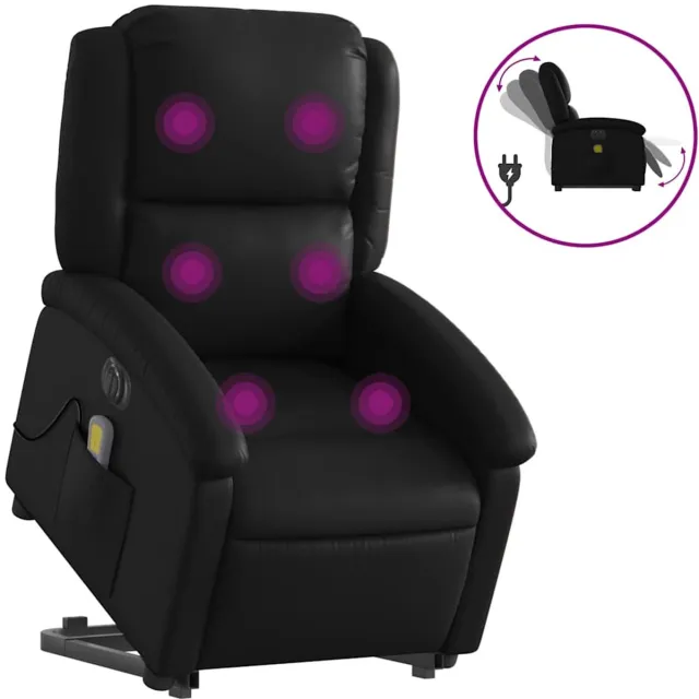 vidaXL Sta-op-massagestoel - elektrisch - kunstleer - zwart