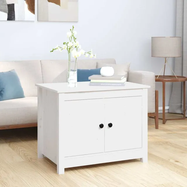 vidaXL Salontafel 71x49x55 cm massief grenenhout wit, foto 2