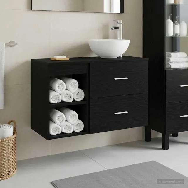 vidaXL Badkamerkastenset 2 st Zwart eiken 79,5 x 41 x 80 cm, foto 2