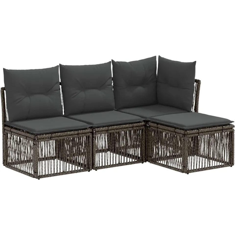 vidaXL Tuinbankenset 4 st Grijs poly rattan, foto 3