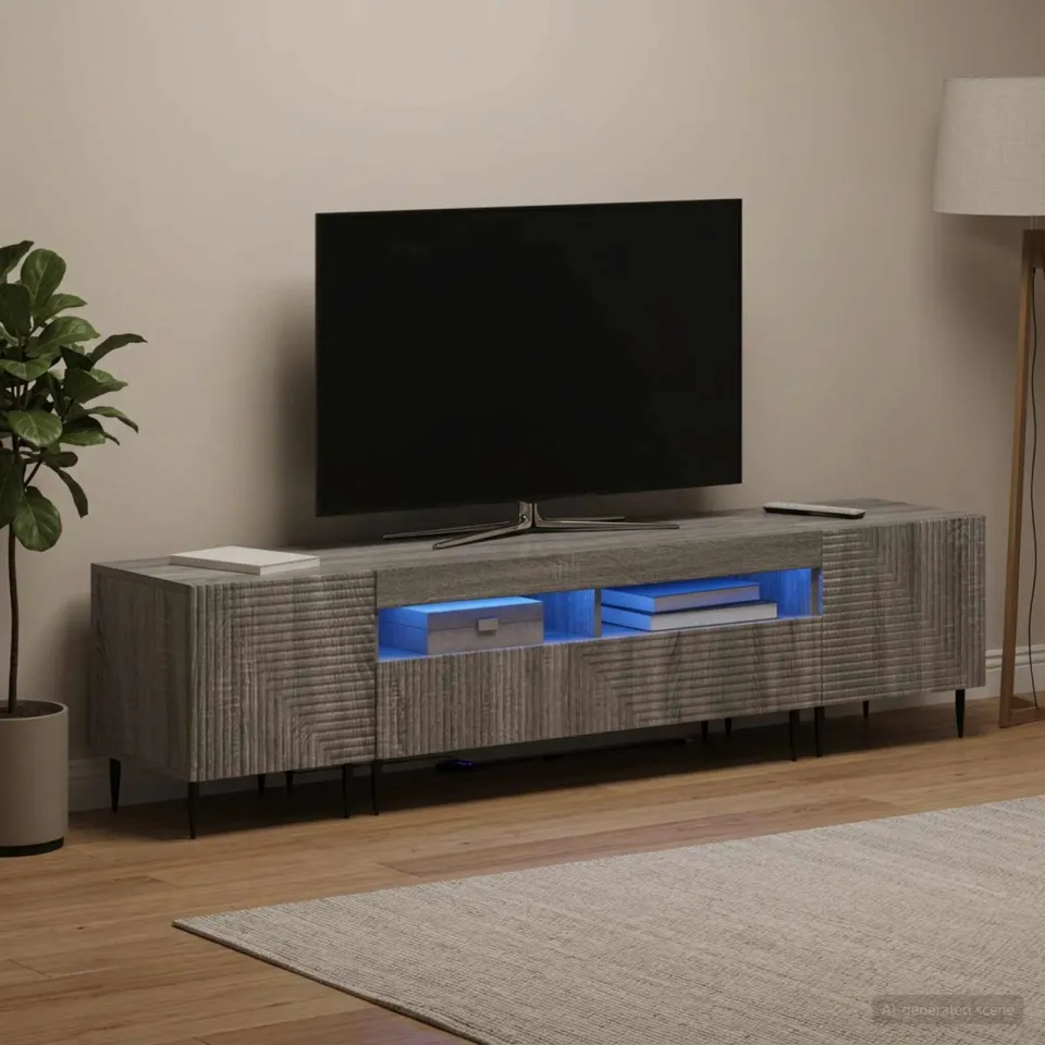 vidaXL 3-delige LED TV-kast Grijs Sonoma Bewerkt hout, foto 3