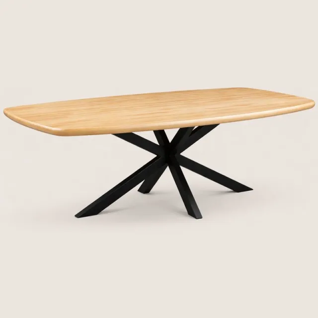 Niva Home Deens Ovale Eettafel 200 cm Mangohout – Zwart Metalen Matrix Onderstel – Landelijk – 8 Personen Naturel