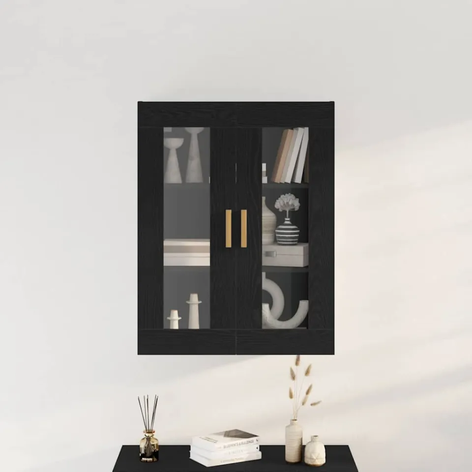 vidaXL Wandkast Zwart Eiken 69,5 x 34 x 90 cm Bewerkt hout, foto 3