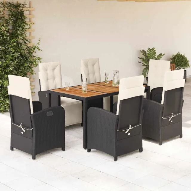 vidaXL 7-delige Tuinset met kussens poly rattan zwart, foto 2